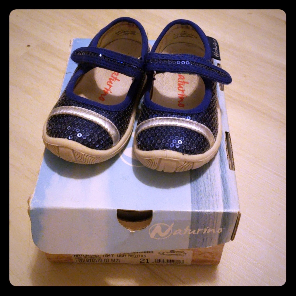 Naturino Sequin Mary Jane cobalt blue & silver